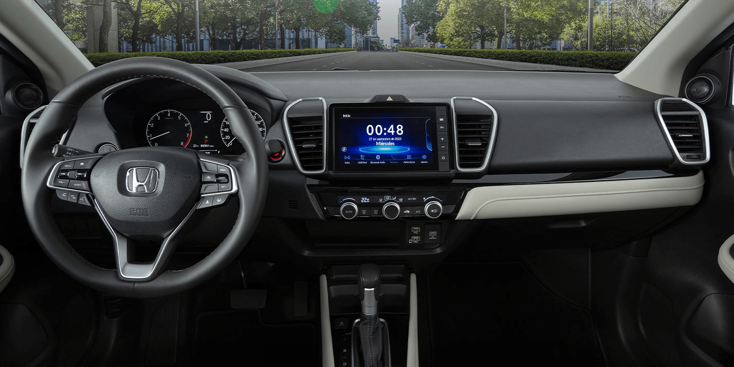 Dalton Honda City 2025, vista del interior desde el frente