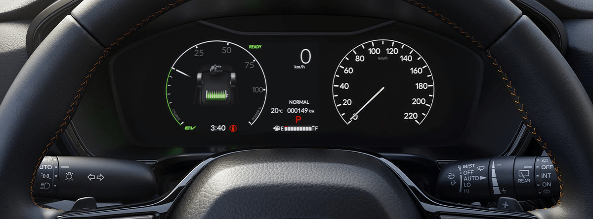 Dalton Honda CR-V Hybrid, vista del tablero y volante con diseño moderno y tecnología avanzada